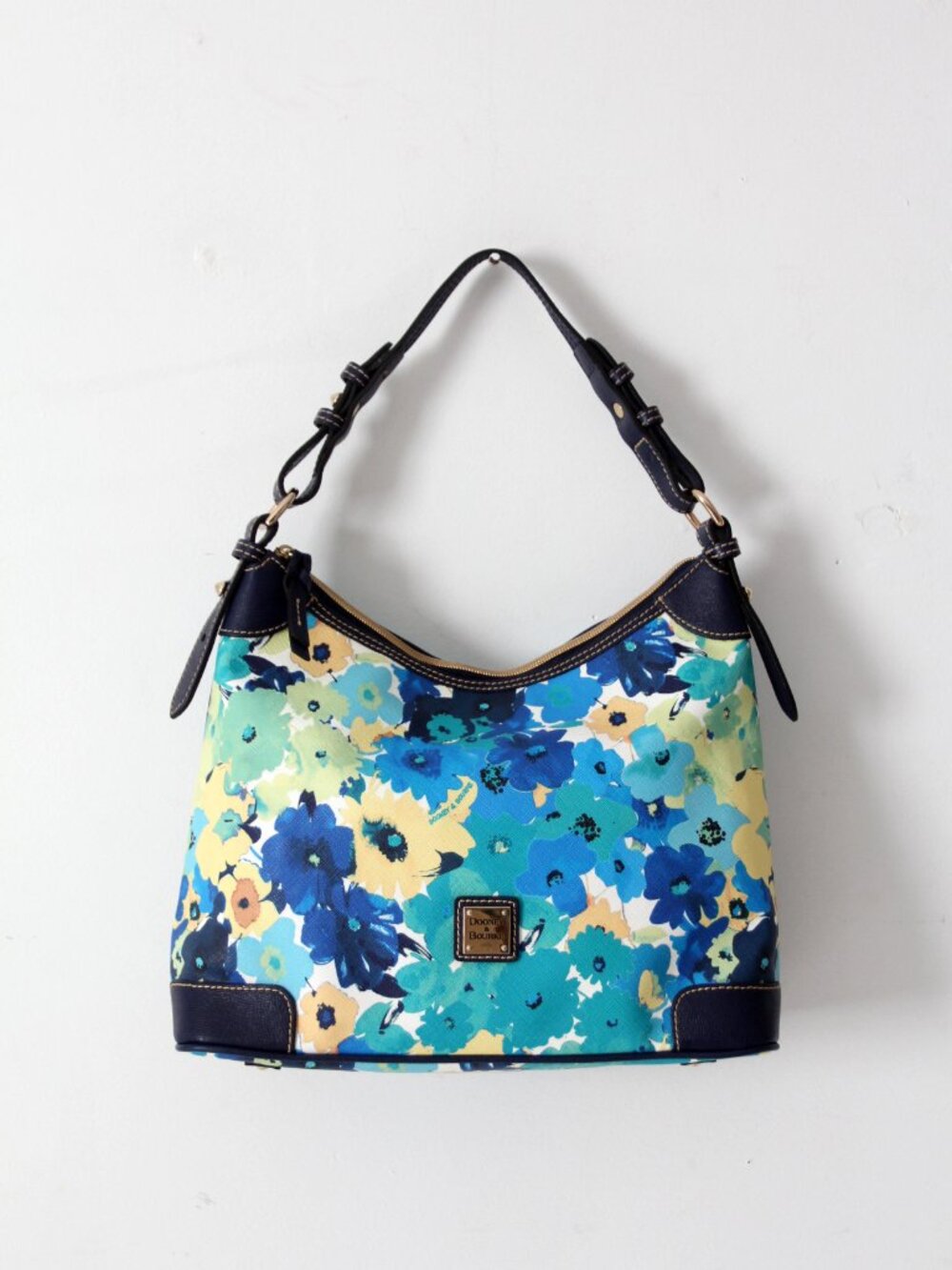 Dooney & Bourke floral shoulder bag coated canvas leather trim purse